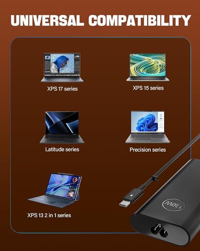 شاحن كمبيوتر محمول USB C بقدرة 130 واط من النوع C متوافق مع Dell XPS 15 2in1 9575 Precision 5530 2in1 5550 5750 3550 3551 3560 Latitude 7410 7310 7210 9410 9510 9575 5420 5520 سلك الطاقة in Kuwait