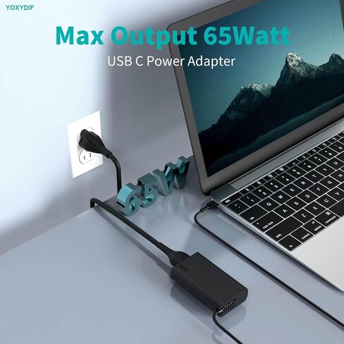 شاحن كمبيوتر محمول USB C جديد نحيف 65 وات متوافق مع محول سلك طاقة الكمبيوتر Lenovo نوع C Thinkpad X1 T14 T14s T15 T16 T480، Yoga، Chromebook in Kuwait