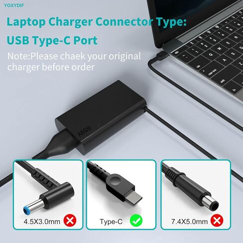 شاحن كمبيوتر محمول USB C جديد نحيف 65 وات متوافق مع محول سلك طاقة الكمبيوتر Lenovo نوع C Thinkpad X1 T14 T14s T15 T16 T480، Yoga، Chromebook in Kuwait