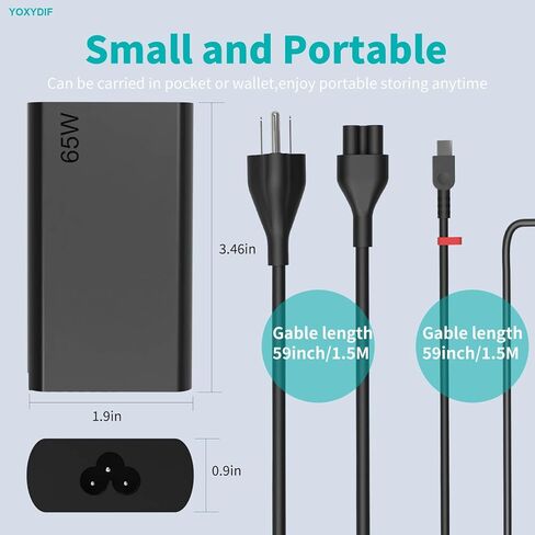 شاحن كمبيوتر محمول USB C جديد نحيف 65 وات متوافق مع محول سلك طاقة الكمبيوتر Lenovo نوع C Thinkpad X1 T14 T14s T15 T16 T480، Yoga، Chromebook in Kuwait