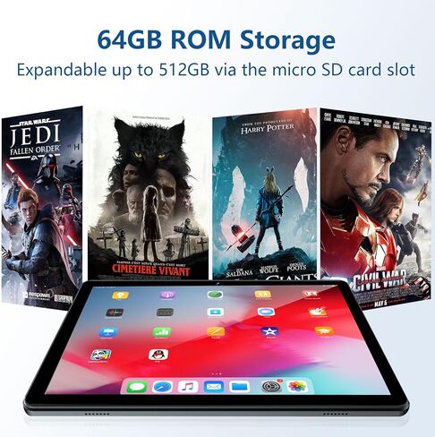 كمبيوتر لوحي ECOPAD مقاس 10.1 بوصة يعمل بنظام Android 13، وذاكرة وصول عشوائي 6 جيجابايت وذاكرة قراءة فقط 64 جيجابايت وذاكرة تخزين داخلية 512 جيجابايت قابلة للتوسيع، أجهزة لوحية رباعية النواة، شاشة لمس IPS عالية الدقة ومكبرات صوت مزدوجة، أجهزة لوحية Wi-Fi  in Kuwait