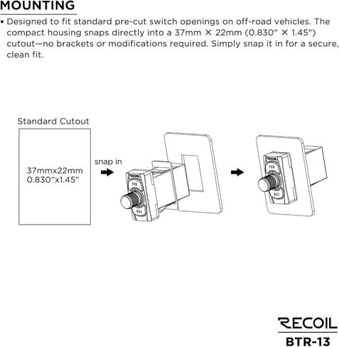 RECOIL BTR-13 وحدة تحكم صوت بلوتوث مقاومة للماء - مفتاح نمط كارلينج، IPX6، 24 بت HD، بلوتوث 5.1 APTX-HD، مدخل Aux لـ UTV، ATV، Marine، Truck، Car in Saudi Arabia