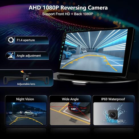 5GWiFi6(1201Mbs) ستيريو راديو السيارة لسيارة جيب رانجلر JK مع CarPlay Android Auto، كاميرا خلفية عالمية 1080P لوحة ترخيص عكسية in Kuwait
