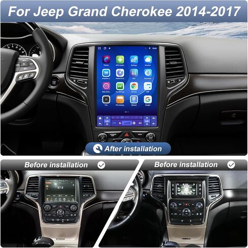 راديو سيارة طراز T مقاس 12.1 بوصة لسيارة Grand Cherokee 2014-2022 وحدة رأس 8 Core 4GB+64GB مع شاشة لمس CarPlay/Android مع كاميرا احتياطية 1080P ترقية ستيريو مع Fm/Am، GPS، بلوتوث واي فاي in Kuwait