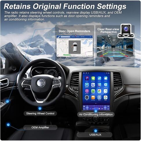 راديو سيارة طراز T مقاس 12.1 بوصة لسيارة Grand Cherokee 2014-2022 وحدة رأس 8 Core 4GB+64GB مع شاشة لمس CarPlay/Android مع كاميرا احتياطية 1080P ترقية ستيريو مع Fm/Am، GPS، بلوتوث واي فاي in Kuwait