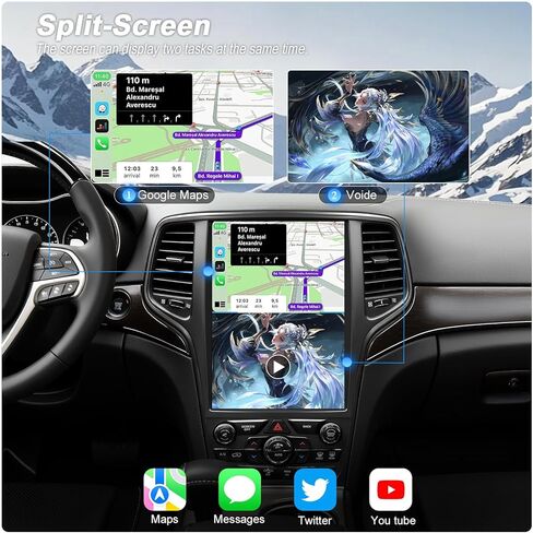 راديو سيارة طراز T مقاس 12.1 بوصة لسيارة Grand Cherokee 2014-2022 وحدة رأس 8 Core 4GB+64GB مع شاشة لمس CarPlay/Android مع كاميرا احتياطية 1080P ترقية ستيريو مع Fm/Am، GPS، بلوتوث واي فاي in Kuwait