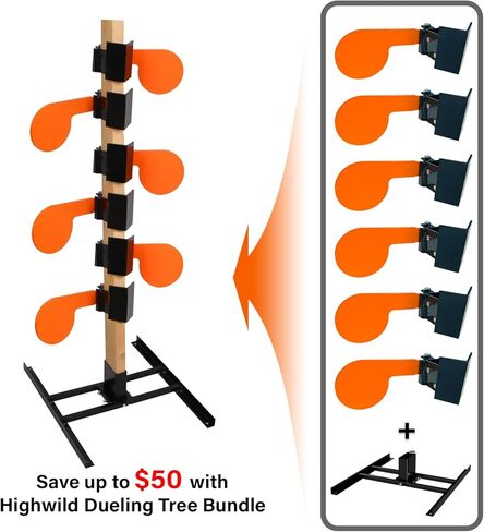 Highwild AR500 Dueling Tree Target Kit Six Steel Paddles 6" x 3/8" Reactive Shooting Targets with Base and Mounting Hardware for Outdoor Sports Shooting Competition in Saudi Arabia