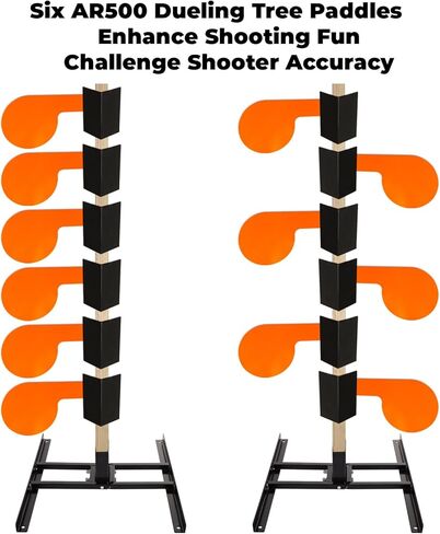 Highwild AR500 Dueling Tree Target Kit Six Steel Paddles 6" x 3/8" Reactive Shooting Targets with Base and Mounting Hardware for Outdoor Sports Shooting Competition in Saudi Arabia