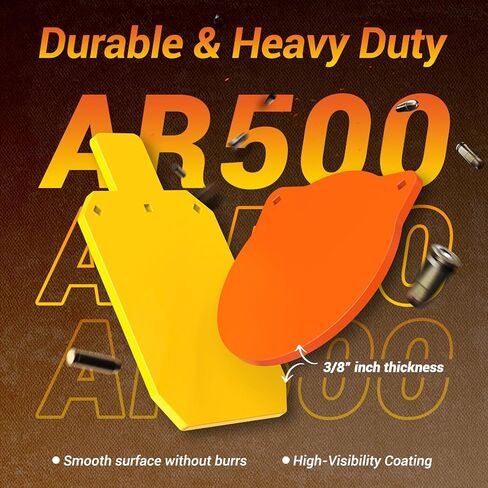 طقم نظام حامل وأهداف فولاذية AR500 - سمك 3/8 بوصة مع صنوج 4 بوصة و6 بوصة و8 بوصة وجذع 7 بوصة × 12 بوصة، حامل هدف إطلاق النار قابل للتعديل 35.5 بوصة - 63.5 بوصة، 10 قطع إضافية من الأهداف الورقية و10 ملصقات لمسدس البندقية الخارجي in Kuwait
