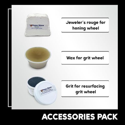 Accessories Pack Including Conditioning Wax, Jeweler’s Rouge and Silicon Carbide Grit | Made in the USA in Saudi Arabia