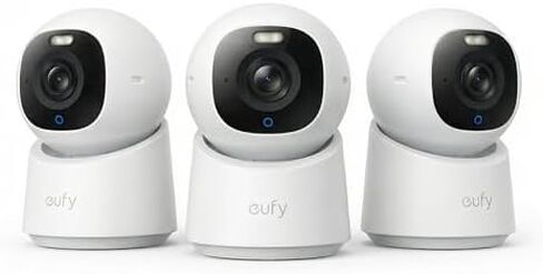 eufy Security Indoor Cam E30 (3-Pack),4K Pet/Baby/Nanny Camera,360° Pan Tilt,AI Auto Tracking,Color Night Vision,Two-Way Audio,AI Human/Pet Detection,Works with HomeKit in Saudi Arabia