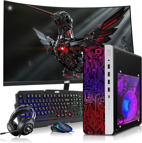 كمبيوتر مكتبي HP Gaming PC - AMD Pro A10-9700، رسومات GT 1030، ذاكرة الوصول العشوائي 16 جيجا، 512 جيجا SSD، شاشة منحنية 27 بوصة، لوحة مفاتيح RGB مع مساعد AI، ماوس، واي فاي، سماعة رأس RGB، Windows 11 (متجدد) in Kuwait