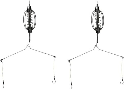 GANPUB 2Pcs Carp Fishing Feeder Baits Cage, Spring Fish with Holder, Inline Methods Tackle Baits Cage Hook Rigs Set Sinkers Feeder Tackle Fishing Sinkers in Saudi Arabia