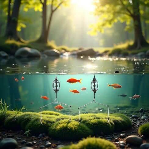 GANPUB 2Pcs Carp Fishing Feeder Baits Cage, Spring Fish with Holder, Inline Methods Tackle Baits Cage Hook Rigs Set Sinkers Feeder Tackle Fishing Sinkers in Saudi Arabia
