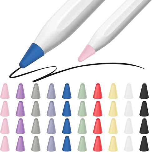 Cover for Apple Pencil Tips, Silicone Nib Mute Cap Comaptible with Apple Pencil Pro/2nd Gen/1st Gen/USB C Pen Tip, Silicone Nibs Protector Writing Anti-Slip Tip Covers (40 PCS,10 Colors) in Saudi Arabia