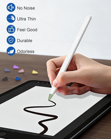 Cover for Apple Pencil Tips, Silicone Nib Mute Cap Comaptible with Apple Pencil Pro/2nd Gen/1st Gen/USB C Pen Tip, Silicone Nibs Protector Writing Anti-Slip Tip Covers (40 PCS,10 Colors) in Saudi Arabia