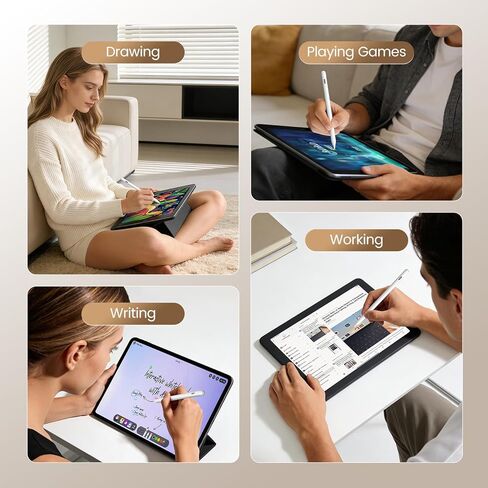 قلم Digiroot لجهاز iPad، قلم لمس سريع الشحن لشاشة اللمس، قلم شاشة iPad لرفض راحة اليد، قلم أبيض ذو نقاط دقيقة، تصميم حساسية الميل متوافق مع iPad 2018-2026 in Kuwait