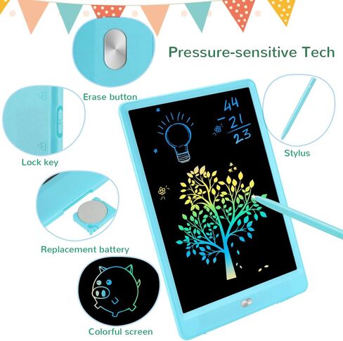 tekfun شعبية LCD حزمة الكمبيوتر اللوحي الكتابة، لوحة خربش للأطفال، 10 بوصة قوس قزح لوحة الرسم خربش مجلس ألعاب تعليمية تعليمية لمدة 3 4 5 6 سنوات الفتيان الفتيات هدية عيد ميلاد in Kuwait