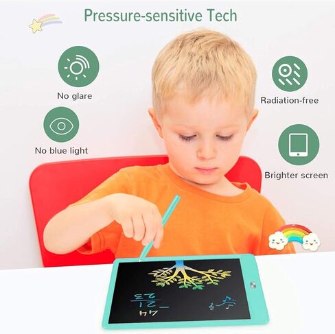 tekfun شعبية LCD حزمة الكمبيوتر اللوحي الكتابة، لوحة خربش للأطفال، 10 بوصة قوس قزح لوحة الرسم خربش مجلس ألعاب تعليمية تعليمية لمدة 3 4 5 6 سنوات الفتيان الفتيات هدية عيد ميلاد in Kuwait