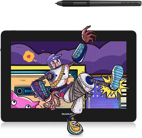 GAOMON PD1320 شاشة عرض القلم 13.3 بوصة وقلم AP50 إضافي - 120% sRGB لوح رسم رسومات مصفح بالكامل مع دعم للإمالة وحامل جلدي قابل للتعديل - لنظام التشغيل Windows Mac Android OS in Saudi Arabia