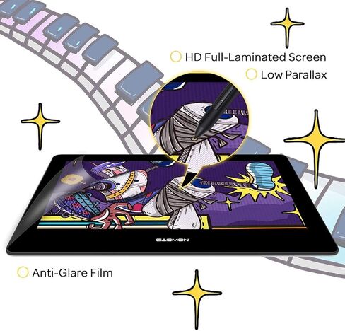 GAOMON PD1320 شاشة عرض القلم 13.3 بوصة وقلم AP50 إضافي - 120% sRGB لوح رسم رسومات مصفح بالكامل مع دعم للإمالة وحامل جلدي قابل للتعديل - لنظام التشغيل Windows Mac Android OS in Saudi Arabia