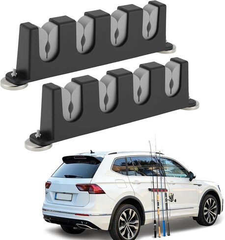 2x Magnetic Fishing Rod Holder, 6 Rods Magnetic Fishing Pole Storage Rack for Car Boat Truck Pickup Bed Wall Garage Door, W/EVA Foam, Horizontally or Vertically, Portable, Black in Saudi Arabia