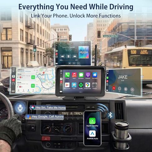 Wireless Backup Camera for Truck RV - 7" Portable Apple CarPlay Android Auto Touchscreen Monitor - 10000mAh Solar Magnetic Rear View Camera for Pickup, Trailer, Camper Van, Fifth Wheel, Box Semi Truck in Saudi Arabia