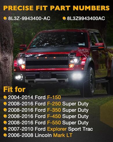 مقبض كاميرا احتياطية للباب الخلفي مع شاشة مرآة الرؤية الخلفية، متوافق مع 2004-2016 Ford F150 / F250 F350 F450 F550 Super Duty/Explorer، رؤية خلفية 4.3 بوصة، زاوية رؤية 170 درجة، كاميرا عكسية مقاومة للماء in Kuwait