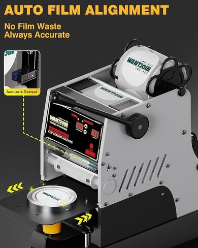 WantJoin Cup Sealing Machine - Commercial Boba Sealer Machine 2S Sealing Auto Film Alignment 90/95mm LED Panel Temperature Control, Electric Semi Automatic Cup Sealer for Bubble Milk Tea Coffee in Saudi Arabia