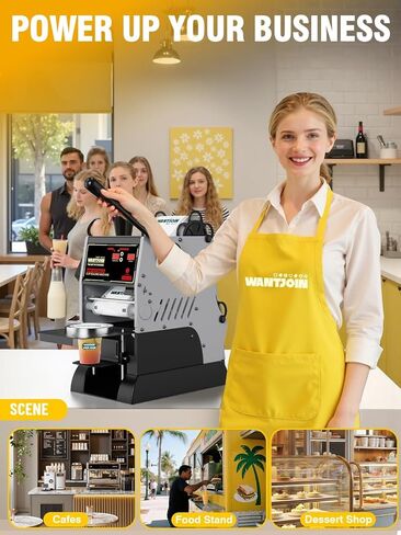 WantJoin Cup Sealing Machine - Commercial Boba Sealer Machine 2S Sealing Auto Film Alignment 90/95mm LED Panel Temperature Control, Electric Semi Automatic Cup Sealer for Bubble Milk Tea Coffee in Saudi Arabia