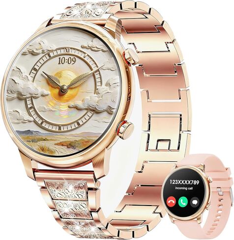 Hwagol Smart Watches for Women Android Phones iPhone Compatible(Bluetooth Call),1.39'' Round Fitness Tracker Heart Rate/Sleep Monitor,100+Sport Modes Pedometer in Saudi Arabia