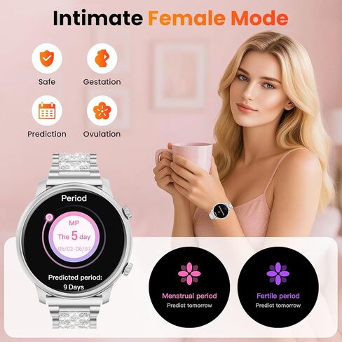 Hwagol Smart Watches for Women Android Phones iPhone Compatible(Bluetooth Call),1.39'' Round Fitness Tracker Heart Rate/Sleep Monitor,100+Sport Modes Pedometer in Saudi Arabia