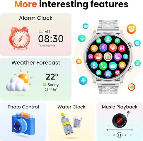 Hwagol Smart Watches for Women Android Phones iPhone Compatible(Bluetooth Call),1.39'' Round Fitness Tracker Heart Rate/Sleep Monitor,100+Sport Modes Pedometer in Saudi Arabia