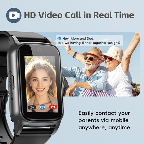 Senior GPS Smart Watch with Fall Detection - 4G LTE Elderly Smartwatch with Real-Time Location, SOS Alerts, and IP67 Waterproof - Ideal for Dementia/Alzheimer’s Safety in Saudi Arabia