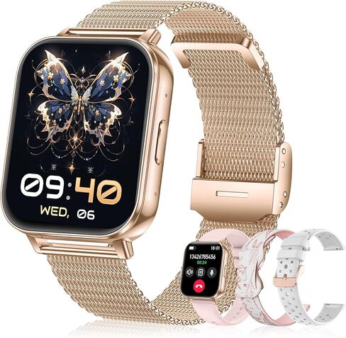 Smart Watches for Women,1000mAh Battery Answer/Make Call,1.85‘’ Fitness Watch with Heart Rate/SpO2/Sleep Monitor/Health Cycle/Activity Tracker/120+ Sport for Android/iOS Compatible(4 Straps,Silver) in Saudi Arabia