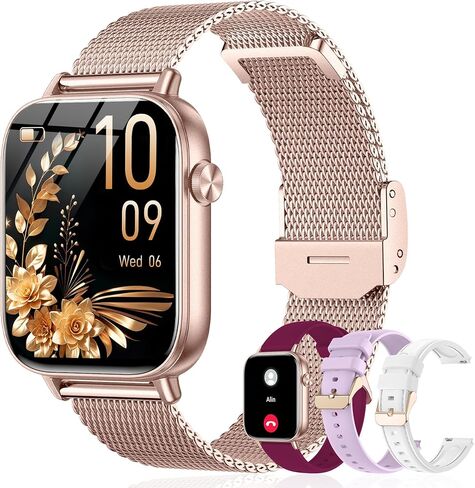 Smart Watch for Women (Answer/Make Call), 1.85" HD Touch Screen Fitness Tracker with 4 Bands, 120+ Sports Modes, IP68 Waterproof, Heart Rate & Sleep Monitor, Gift Smartwatch for Android/iOS, 300mAH in Saudi Arabia