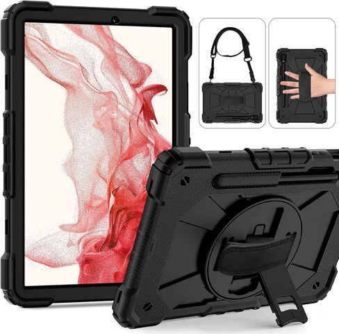 case for Samsung Galaxy Tab S8/S7 11 Inch(T870/T875/T878/X700/X706):with Pen Holder Portable Hybrid Shock-Proof Cover with Rotatable Hook&Loop Handle,Kickstand. (Colorful blue) in Saudi Arabia