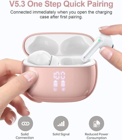 Wireless Earbuds, Bluetooth 5.3 Ear Buds, Headphones with Clear Stereo Sound, 40H Playtime with LED Digital Display, IP7 Earphones Built-in Mic for Phone Tablet Sports Workout in Saudi Arabia