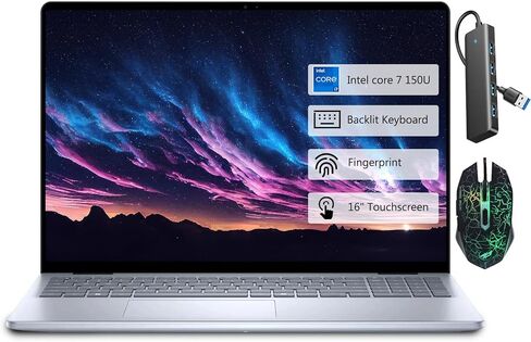 Dell Inspiron 16 Laptop, 16" 16:10 FHD+ (1920 x 1200) Touchscreen Business Laptop, Intel Core 7 150U, 16GB DDR5 RAM, 1TB SSD, Backlit KB with Fingerprint Reader, Windows 11 Pro in Saudi Arabia
