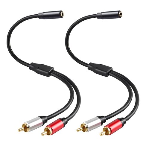 محول صوت Soshine 3.5 مم أنثى إلى 2RCA ذكر (عبوتان)، كابل مقسم RCA مطلي بالذهب إلى 3.5 مم Y للكمبيوتر اللوحي، MP3 إلى مكبرات الصوت، التلفزيون، مكبر الصوت (12 بوصة) in Kuwait