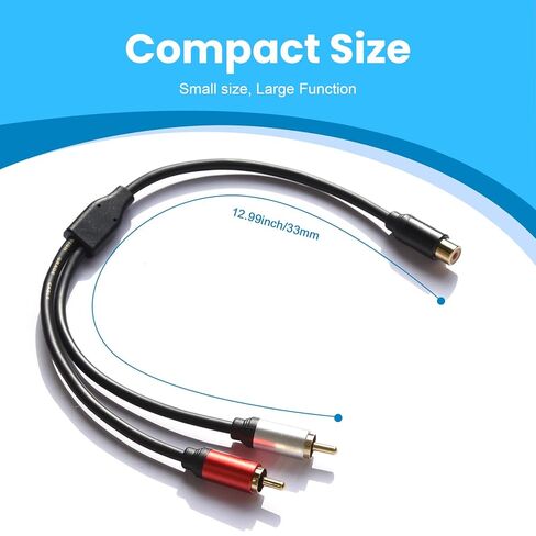 محول صوت Soshine 3.5 مم أنثى إلى 2RCA ذكر (عبوتان)، كابل مقسم RCA مطلي بالذهب إلى 3.5 مم Y للكمبيوتر اللوحي، MP3 إلى مكبرات الصوت، التلفزيون، مكبر الصوت (12 بوصة) in Kuwait