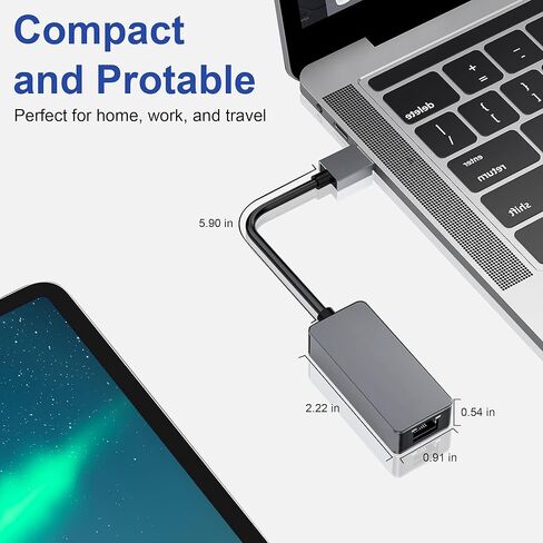 محول USB إلى إيثرنت، محول شبكة جيجابت RJ45 إلى USB بسرعة 1000 ميجا بت في الثانية، التوصيل والتشغيل، متوافق مع Nintendo Switch والكمبيوتر المحمول والكمبيوتر الشخصي وMacBook وWindows وmacOS وLinux in Kuwait
