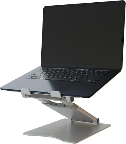 حامل كمبيوتر محمول Vari VariDesk - حامل كمبيوتر من الألومنيوم قابل للتعديل بارتفاع مريح مع وسادات مضادة للانزلاق، يناسب أجهزة الكمبيوتر المحمولة مقاس 10 بوصة - 17 بوصة، ويدعم ما يصل إلى 9.25 رطل - فضي (مجمع بالكامل) in Kuwait