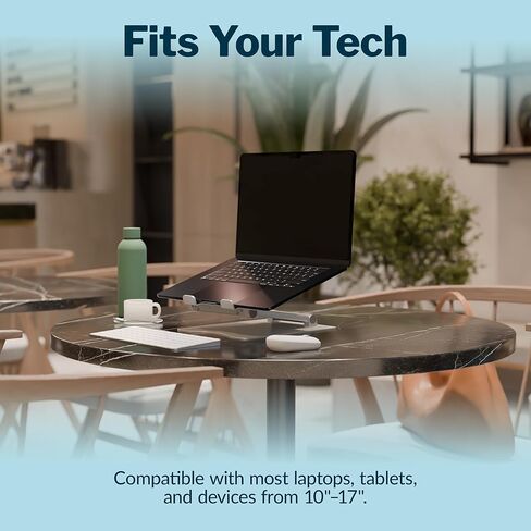 حامل كمبيوتر محمول Vari VariDesk - حامل كمبيوتر من الألومنيوم قابل للتعديل بارتفاع مريح مع وسادات مضادة للانزلاق، يناسب أجهزة الكمبيوتر المحمولة مقاس 10 بوصة - 17 بوصة، ويدعم ما يصل إلى 9.25 رطل - فضي (مجمع بالكامل) in Kuwait