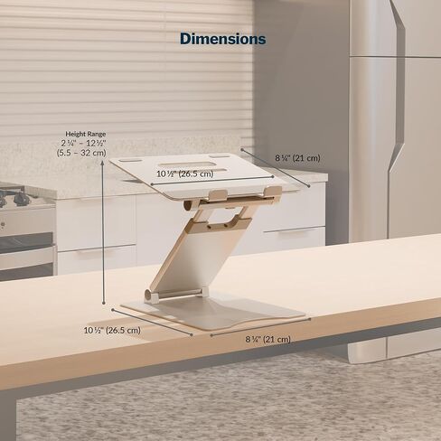 حامل كمبيوتر محمول Vari VariDesk - حامل كمبيوتر من الألومنيوم قابل للتعديل بارتفاع مريح مع وسادات مضادة للانزلاق، يناسب أجهزة الكمبيوتر المحمولة مقاس 10 بوصة - 17 بوصة، ويدعم ما يصل إلى 9.25 رطل - فضي (مجمع بالكامل) in Kuwait