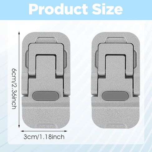 2PCS Zinc Alloy Foldable Laptop Stands, Mini Foldable Laptop Stand, Portable Computer Keyboard Riser, Self-Adhesive Invisible Notebook Stand with 2 Adjustable Angles, Keyboard Lift for Desk (Silver) in Saudi Arabia