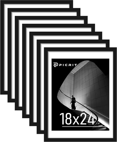 مجموعة إطارات صور Picrit مقاس 8 × 10 مكونة من 7 قطع، عرض 5 × 7 مع حصيرة أو 8 × 10 بدون حصيرة، إطارات صور للتركيب على الحائط أو شاشة العرض على سطح الطاولة، أسود. in Kuwait