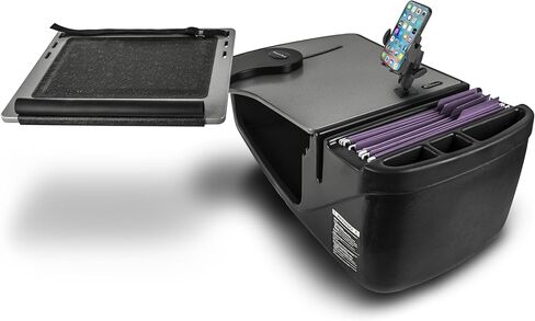 AutoExec Reach Desk مكتب السيارة الأمامي ومحطة العمل المحمولة 400 واط عاكس الطاقة، حامل الهاتف ومشبك فتحة الهاتف، رمادي in Saudi Arabia