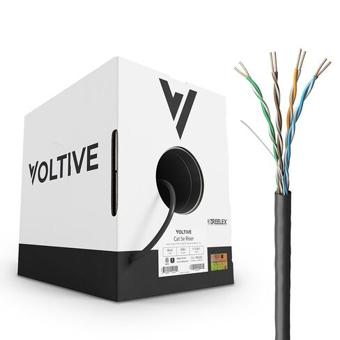 كابل إيثرنت Voltive Cat5e، Riser (CMR)، أسود، 100 قدم - 24AWG 4 أزواج من النحاس الصلب، UTP، 350 ميجاهرتز، معتمد من UL وتم التحقق من ETL - V-1226-13 in Kuwait