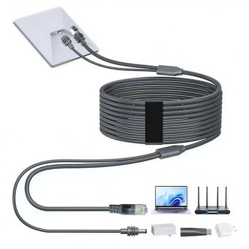 Elfcam - 5m/16.4ft 3-in-1 Cable for Starlink Mini – USB-C Power Supply + Starlink Mini Standard, Stardard RJ45 CAT6 Connector for Easy to Plug Out from Extended Network Devices PC, Router and Switch in Saudi Arabia